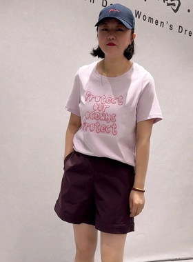 3937女权贵族初夏新品亮片串珠字母图案减龄短袖T恤衫加大码女装