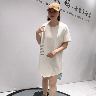 女装 2133蓝鲸之吻初夏新品 字母图案一手长减龄百搭连衣裙加大码