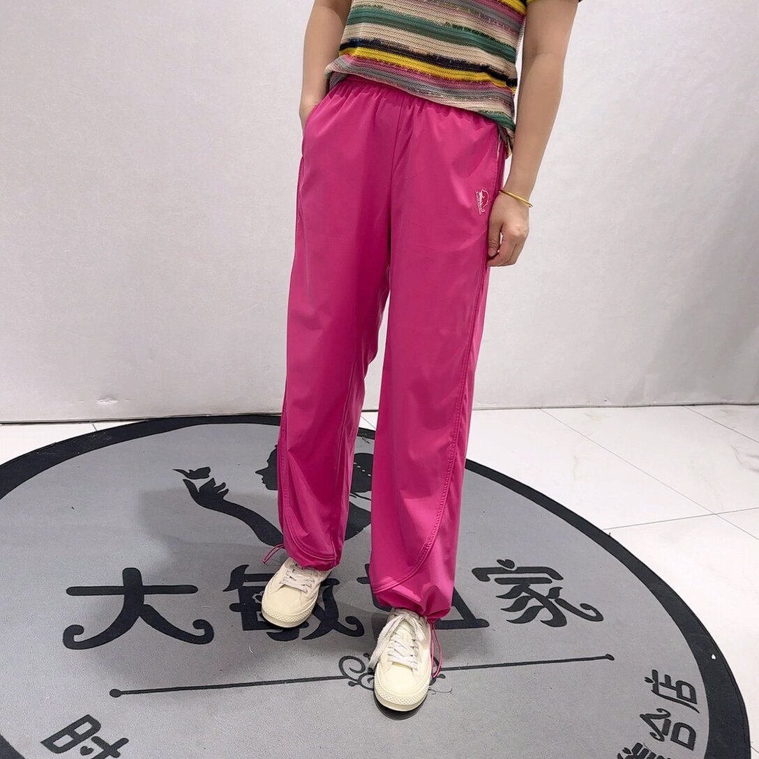2158蓝鲸之吻初夏新品户外面料松紧腰裤腿可抽绳休闲裤加大码女裤