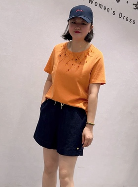 5027芮娜依莲夏款新品重工刺绣串珠高级感简洁大方上衣加大码女装