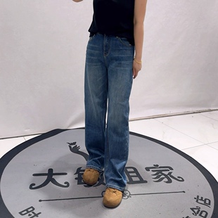 89021柏菲蒂初冬新品遮肉显瘦简约百搭拉绒窄直牛仔裤加大码女裤
