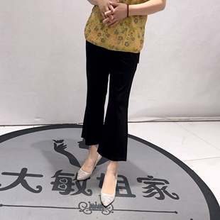 3907女权贵族初夏新品 腿开衩设计感女人味微喇裤 加大码 松紧腰裤