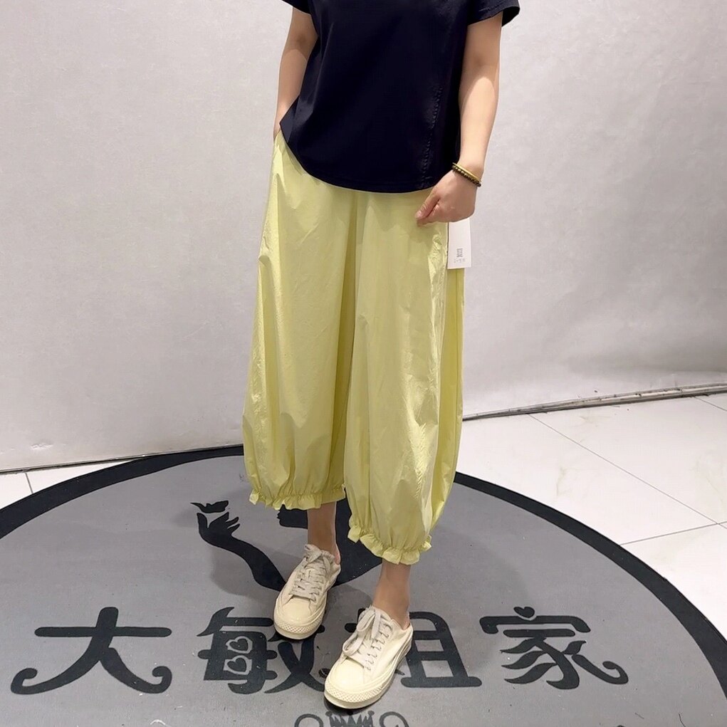 26551天骄一生水夏款新品遮肉显瘦松紧裤腿百搭气球裤加大码女裤