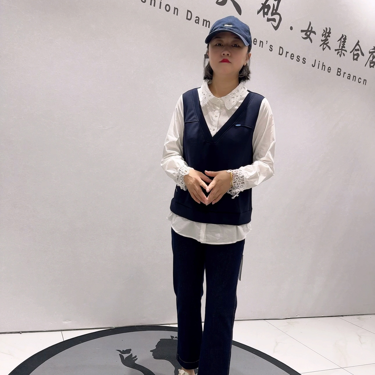 6215女权贵族秋款新品6珍珠扣重工方领拼接显瘦洋气假两件衫加大