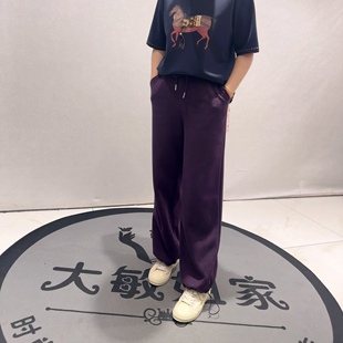 松紧高腰弹力百搭裤 女裤 脚抽绳卫裤 加大码 拖地裤 女权贵族1638春款