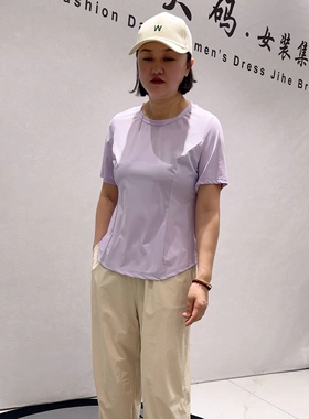 3026女权贵族初夏新品速干面料简约百搭休闲显瘦T恤衫加大码女装