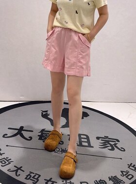 2711女权贵族夏款新品天丝亚麻面料松紧腰舒适百搭短裤加大码女裤