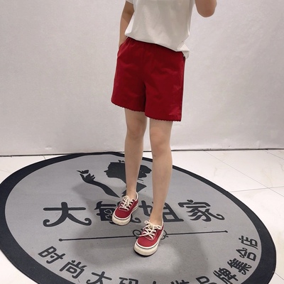 0210针丝缘子汇初夏新品松紧腰花边裤腿显瘦百搭短裤加大码女裤