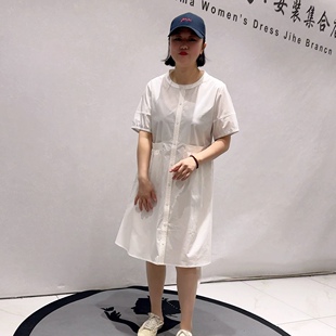 26316天骄一生水初夏新品松紧袖口简洁大方开衫连衣裙加大码女装