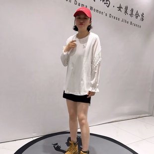 新品 加大码 拼接衬衫 一手长减龄衫 料衣袖 1189针丝缘子汇年货春款