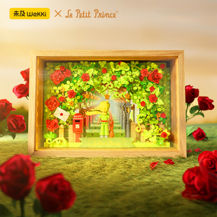 未及新品小王子的积木5000朵玫瑰-深渊镜相框摆件创意拼装玩具