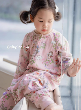 出口儿童睡袋春秋冬季六层竹纤棉纱布分腿睡袋家居服宝宝睡衣纱布