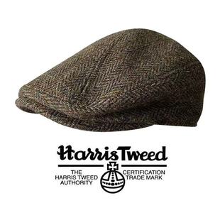 100%羊毛哈里斯橄榄鸭舌帽秋冬保暖前进帽HarrisTweed复古帽子男
