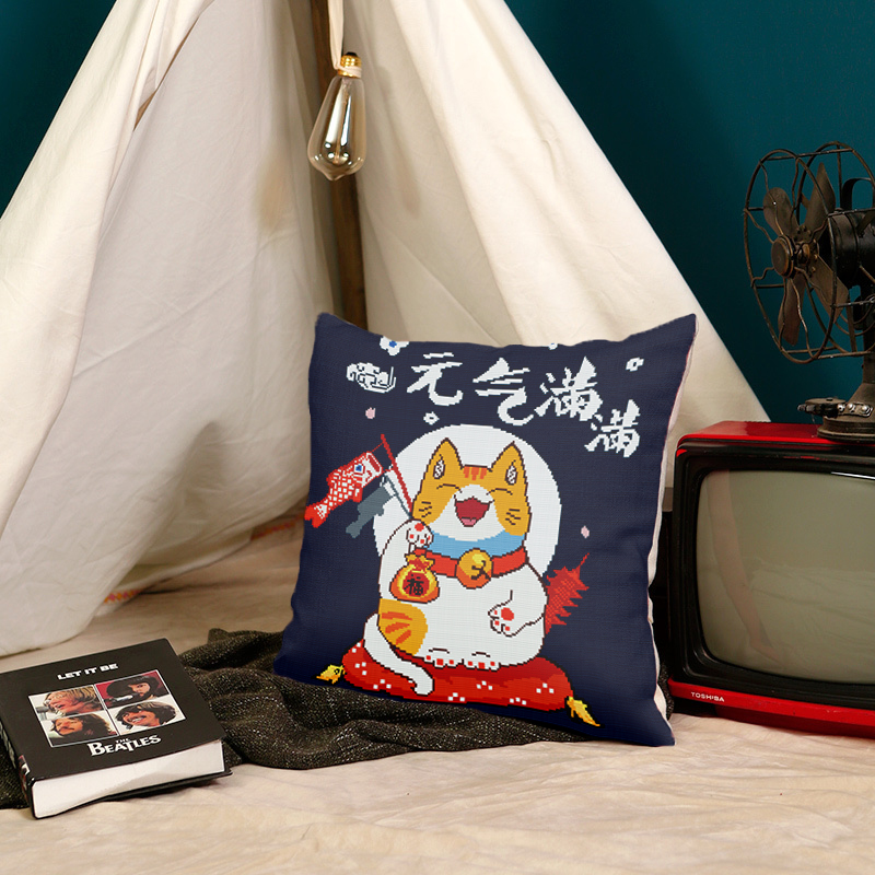 小娥姐姐卡通动漫沙发十字绣抱枕