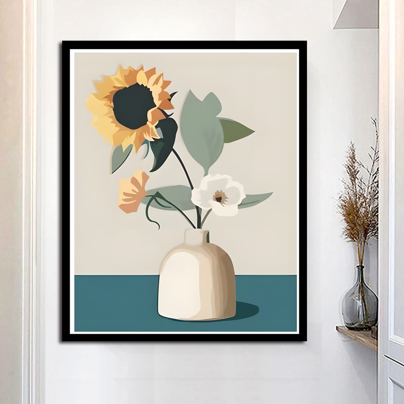 小清新向日葵十字绣2025新款客厅卧室小幅件花瓶花卉简约线绣满绣