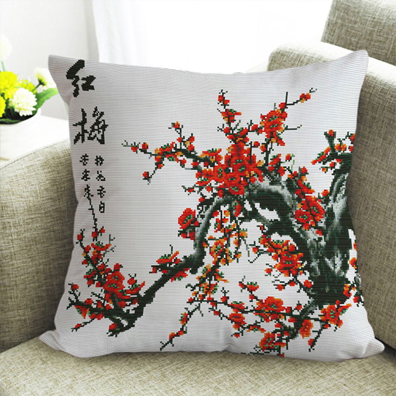 小娥姐姐新中式客厅花卉抱枕满绣