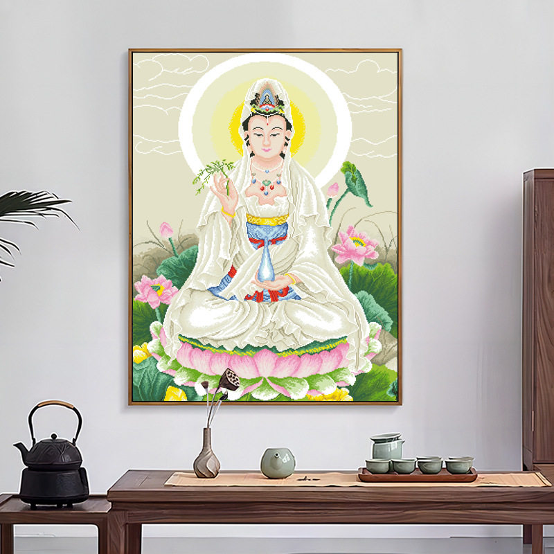 观音菩萨十字绣2026新款线绣刺绣适合客厅手工自己绣简约现代小幅