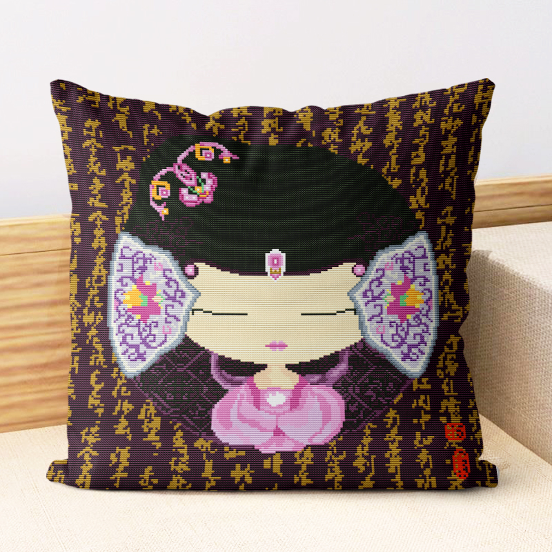 小娥姐姐新中式沙发枕十字绣满绣