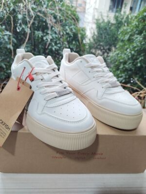 Rockfish厚底板鞋女款复古百搭小白鞋鞋休闲鞋文艺增高皮面防水鞋