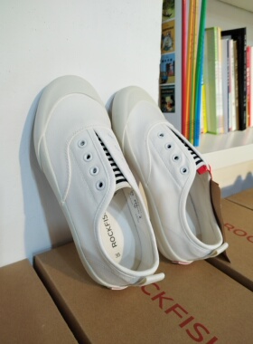 Rockfish帆布鞋女百搭小众大头鞋小白鞋渔夫防泼水一脚蹬微瑕疵