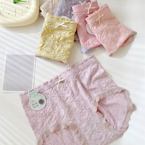 小花可爱出口日单纯棉中腰收腹裤