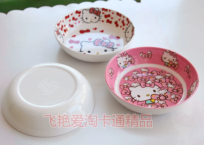 Hello kitty, мультяшная детская пластиковая посуда