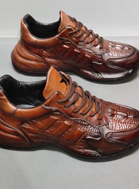 外贸出口欧美原单清仓男鞋头层牛皮透气运动休闲鞋时尚厚底老爹鞋