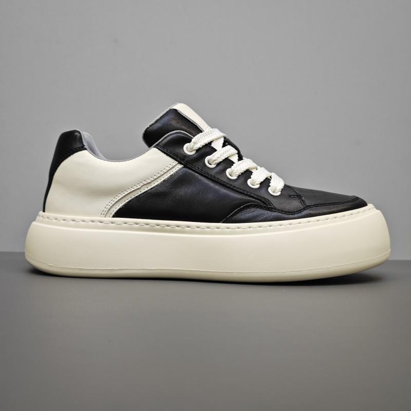 外贸男鞋2024新款真皮小白鞋男厚底增高休闲板鞋百搭运动面包鞋子