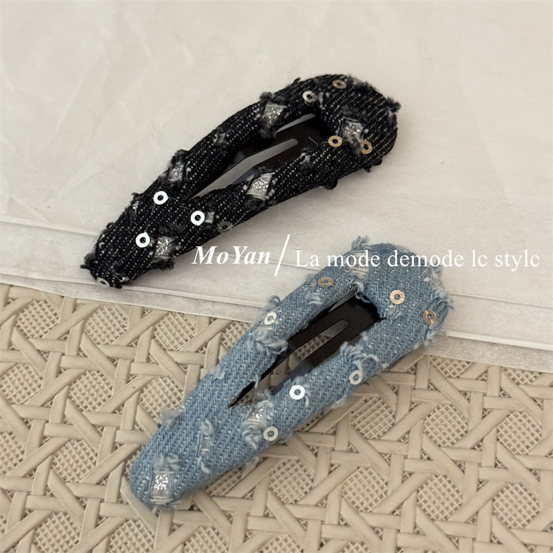 韩版破洞做旧亮片气质水滴BB夹个性发夹简约刘海夹百搭碎发侧边夹,饰品/流行首饰/时尚饰品新,发饰,淘宝优惠券,粉丝福利购,淘宝优惠卷