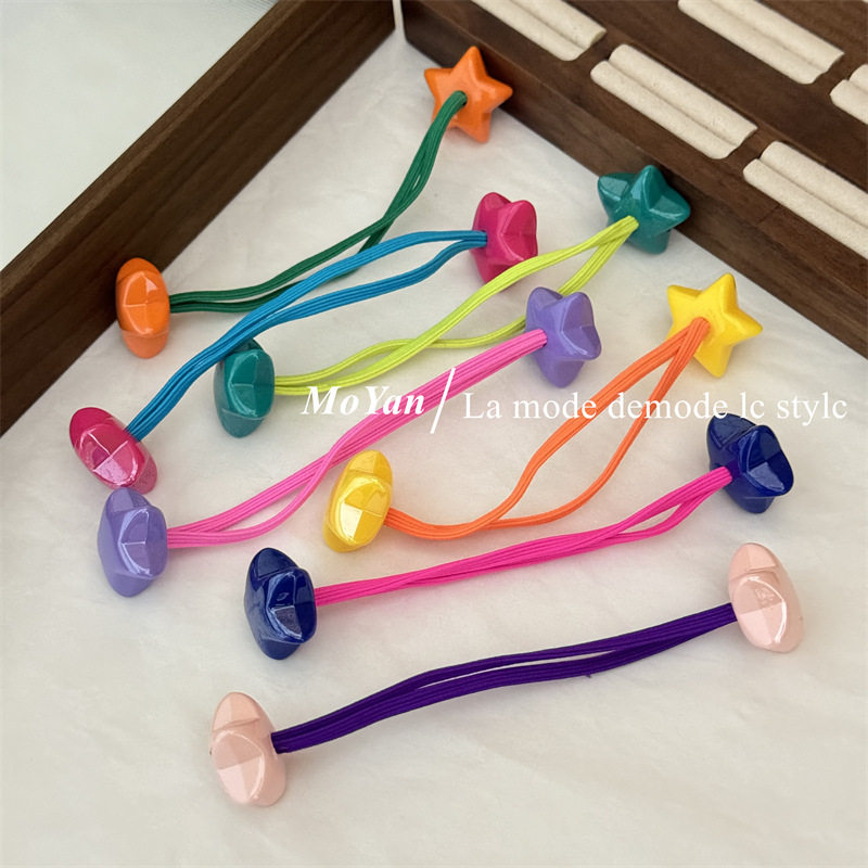 韩版糖果色两头星星橡皮筋简约基础发圈高弹力马尾发绳百搭扎头绳