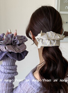 紫色系温柔布艺大肠发圈女高级感扎头发皮筋高颜值头绳大肠圈发饰