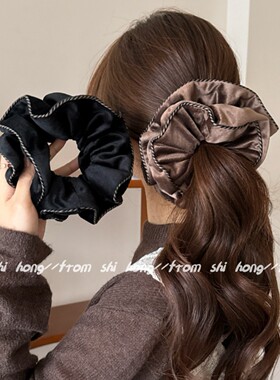 法式气质款黑色丝绒大肠发圈女高级感丸子头扎头发超大号发饰头绳