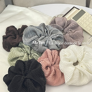 韩版简约褶皱大肠发圈女2026新款发绳高弹力耐用头绳高端皮套复古