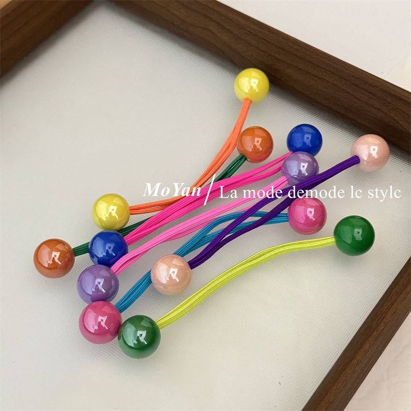 韩版彩色球球头绳高弹力扎马尾发绳丸子头糖果色橡皮筋女两头皮套