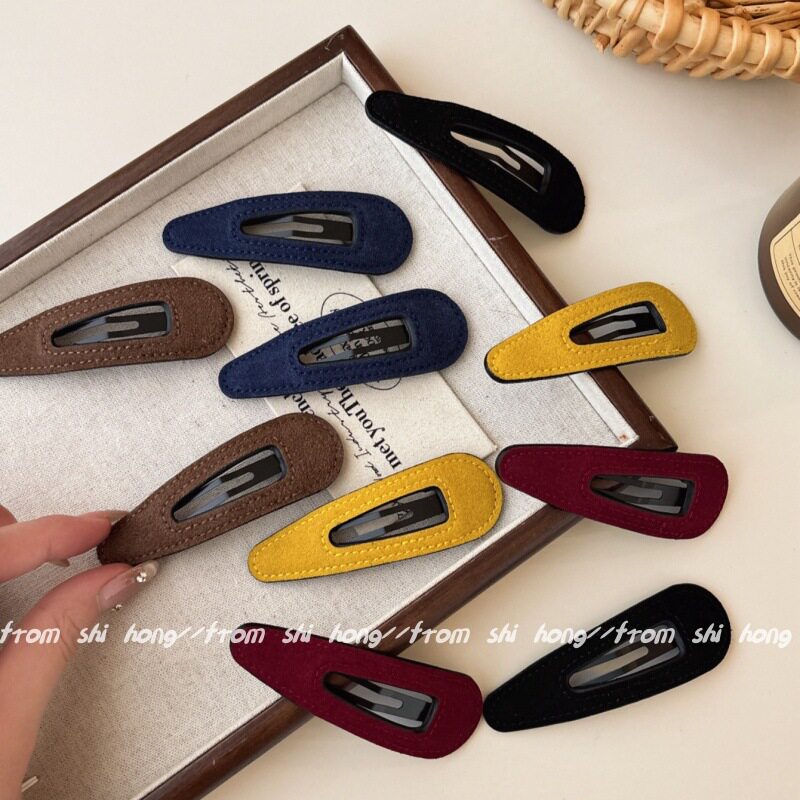 秋冬新款刘海碎发夹仿牛皮水滴BB夹时尚简约侧边夹发夹发卡发饰