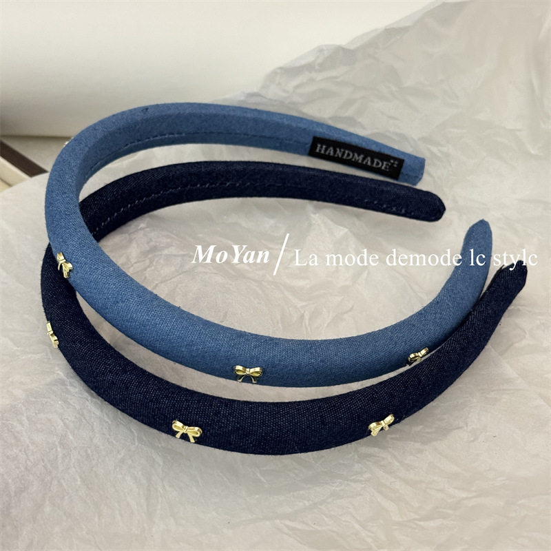 韩版复古合金蝴蝶结牛仔发箍博主款发卡甜美可爱头箍时尚百搭发捆,饰品/流行首饰/时尚饰品新,发饰,淘宝优惠券,粉丝福利购,淘宝优惠卷
