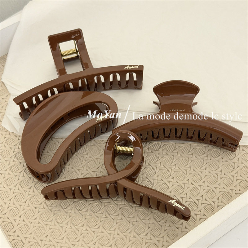 韩版时尚字母标几何PC发夹高级感黄棕色抓夹气质百搭盘发鲨鱼夹子,饰品/流行首饰/时尚饰品新,发饰,淘宝优惠券,粉丝福利购,淘宝优惠卷