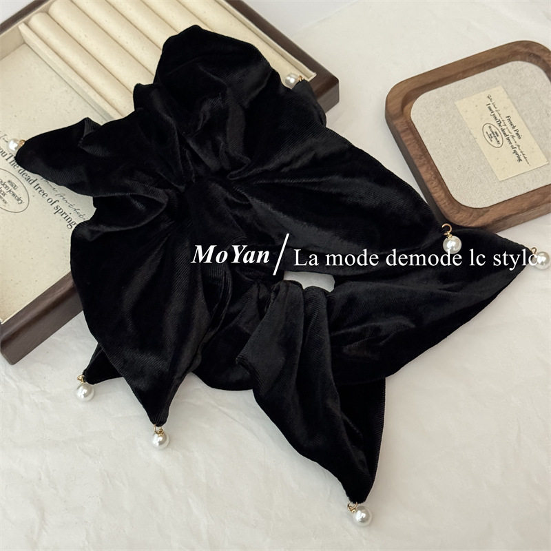 网红复古丝绒珍珠高级感黑色方巾发圈韩版气质百搭头绳女绒面发绳,饰品/流行首饰/时尚饰品新,发饰,淘宝优惠券,粉丝福利购,淘宝优惠卷