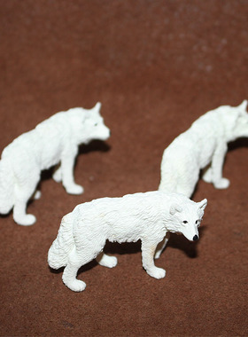 safari 仿真野生动物模型玩具 迷你微拍场景摆件 北极狼 白狼