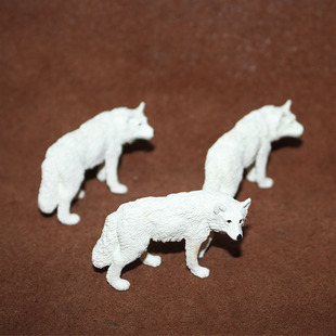 safari 仿真野生动物模型玩具 迷你微拍场景摆件 北极狼 白狼