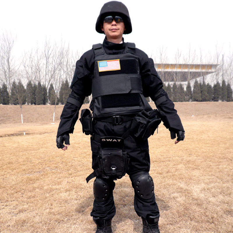 军迷户外黑色迷彩黑鹰战术背心真人CS马甲教官拓展演出服防刺马夹