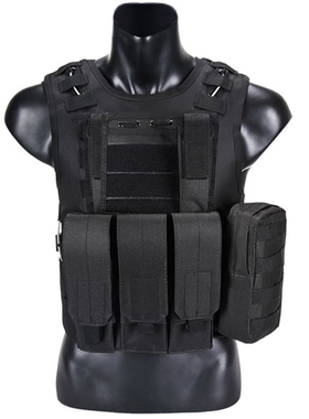 军迷户外美军教官黑色迷彩两栖快拆勤务战术背心真人CS野战马甲