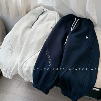 加绒加厚一体绒运动卫裤