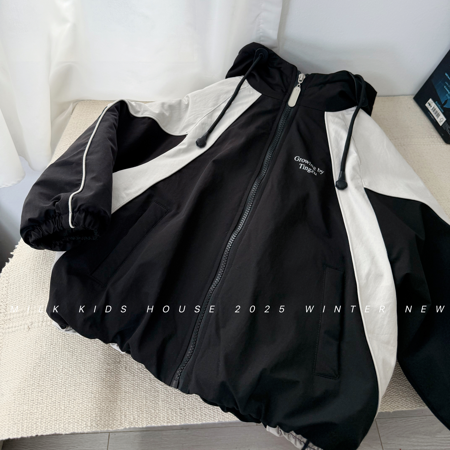 男童连帽潮牌棉衣加绒外套