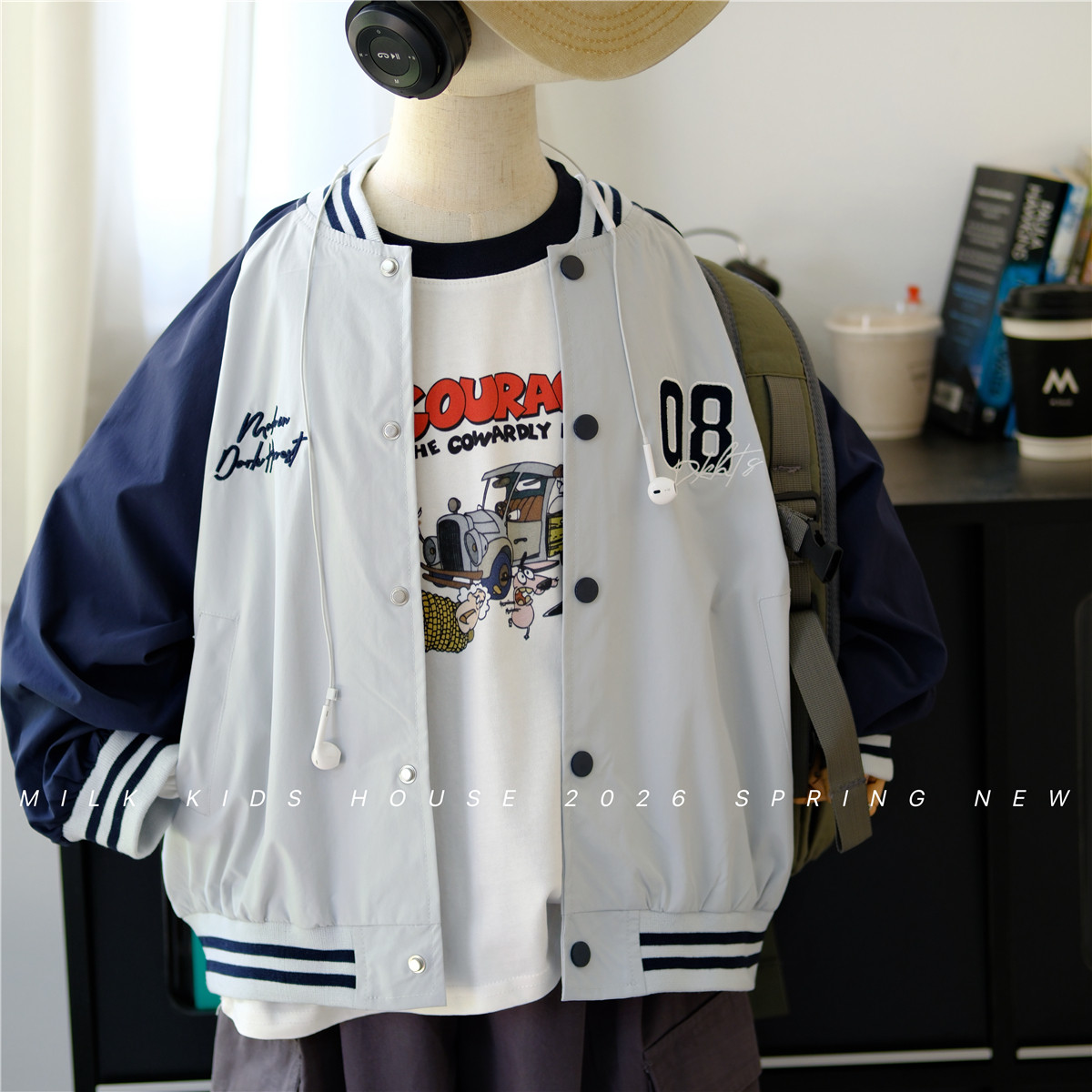 MILK KIDS.男童学院风拼接棒球服2026春秋新款中童儿童运动风外套,童装/婴儿装/亲子装,普通外套,淘宝优惠券,粉丝福利购,淘宝优惠卷