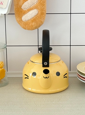 日本Fuji Horo动物卡通富士搪瓷珐琅家用烧水壶茶壶煮茶器鸣笛壶