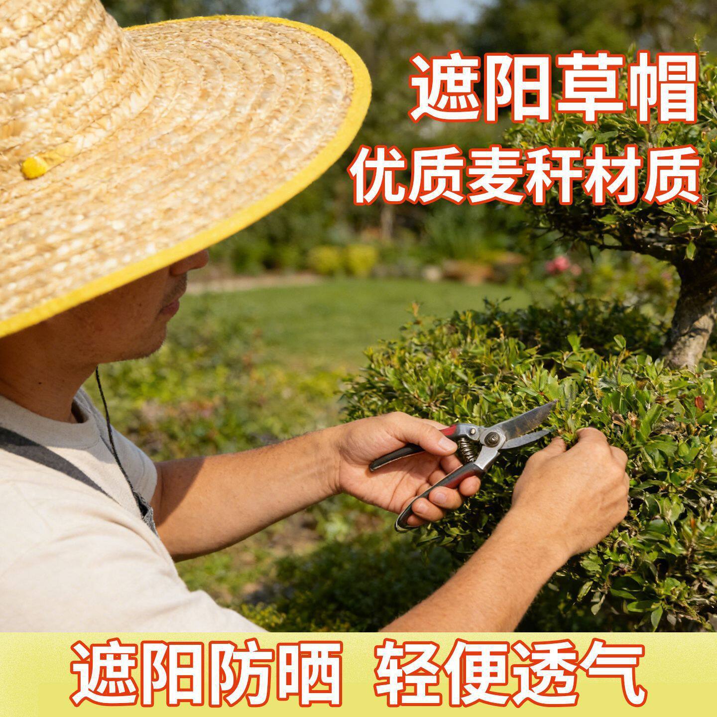 农民草帽子太阳夏季防晒农用沙滩男工地女遮阳大户外赶海钓鱼大檐