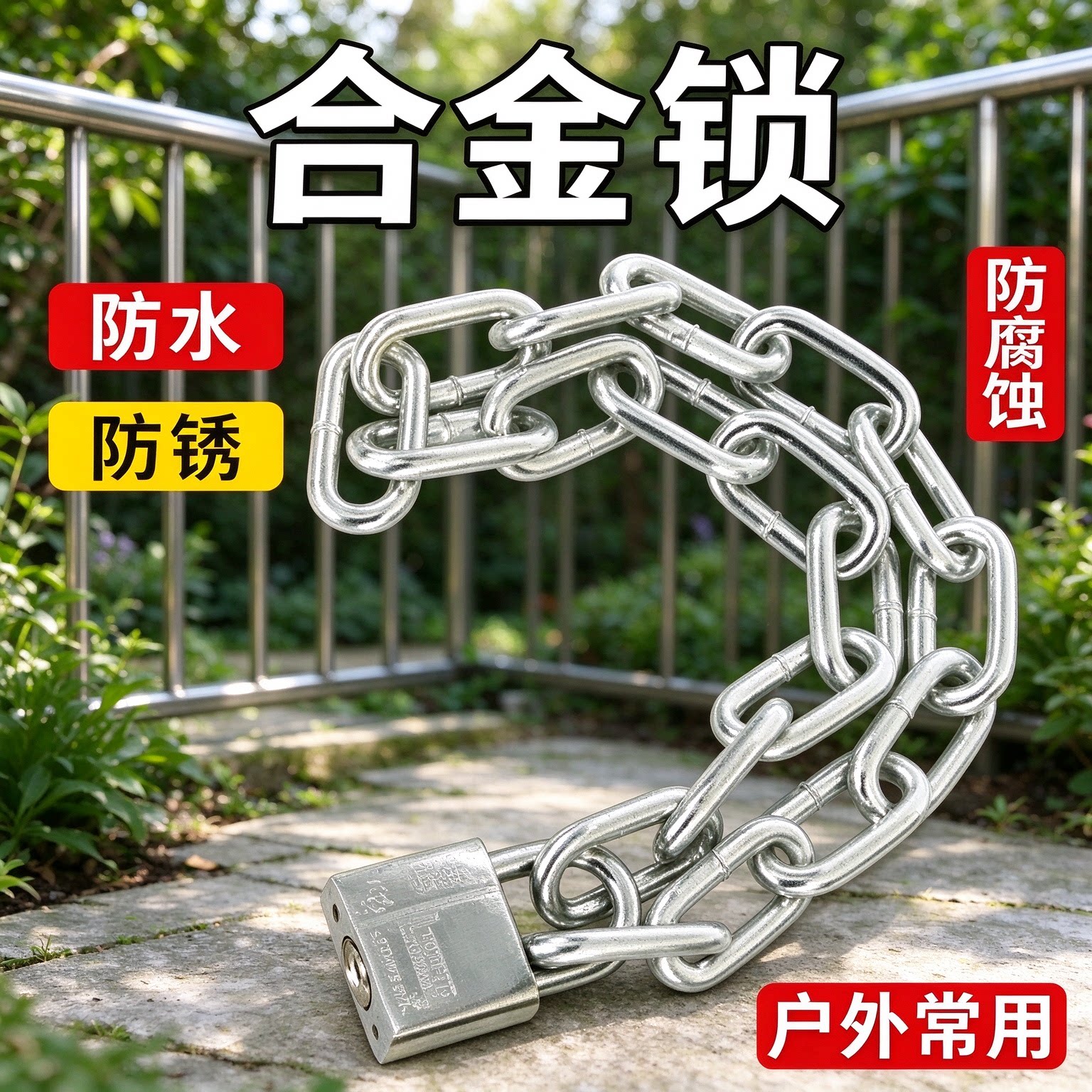 合金防盗链条锁加厚铁链挂锁户外庭院门电动车锁防锈防水仓库商铺