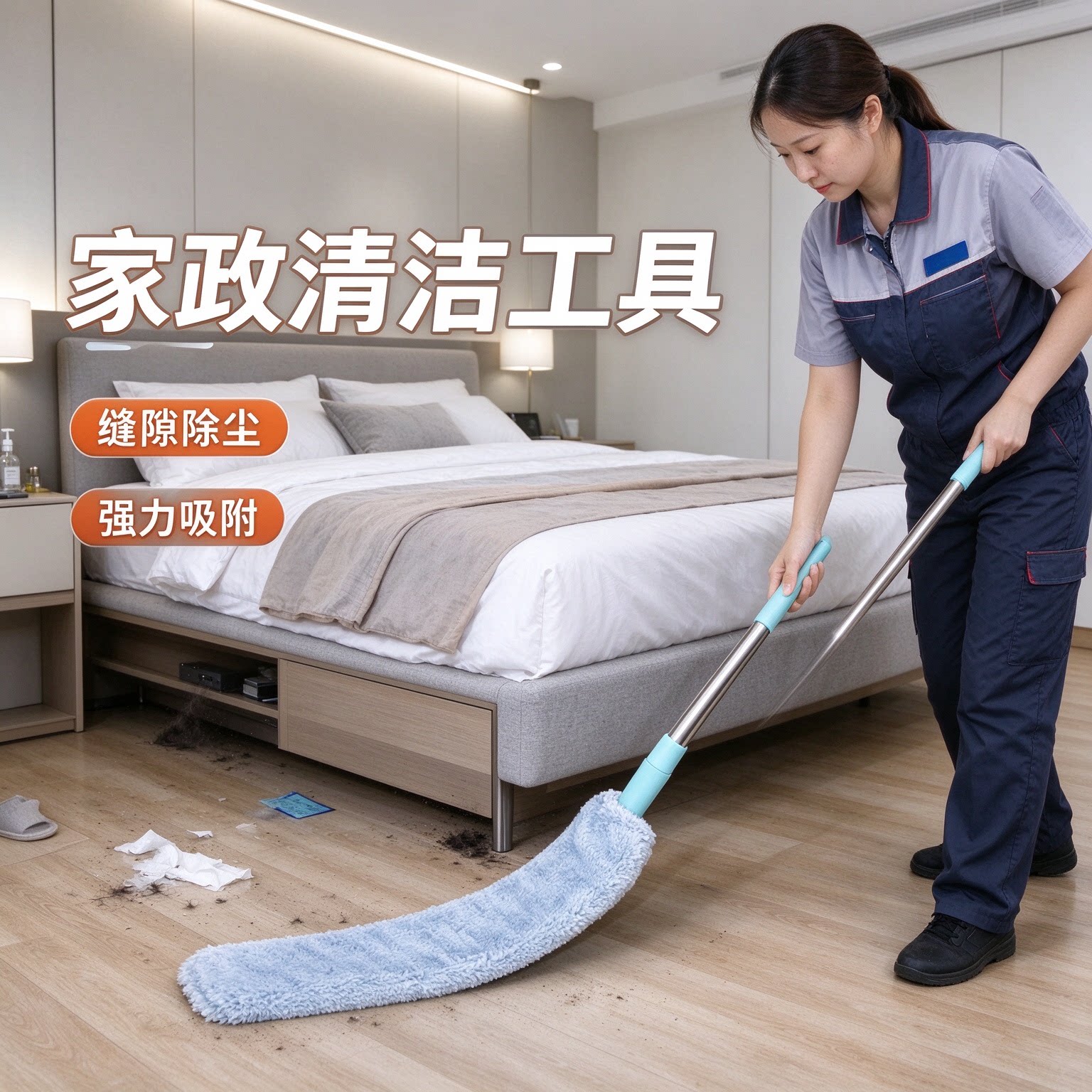 家用可弯折除尘掸加长杆深入床底沙发缝隙打扫卫生死角吸尘