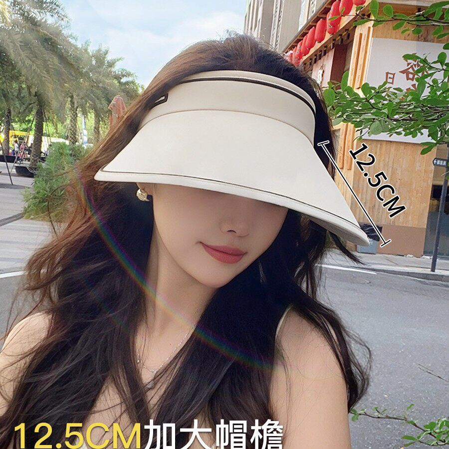 太阳帽夏季大百搭帽檐防晒女防紫外线遮脸便携户外空顶遮阳帽出行